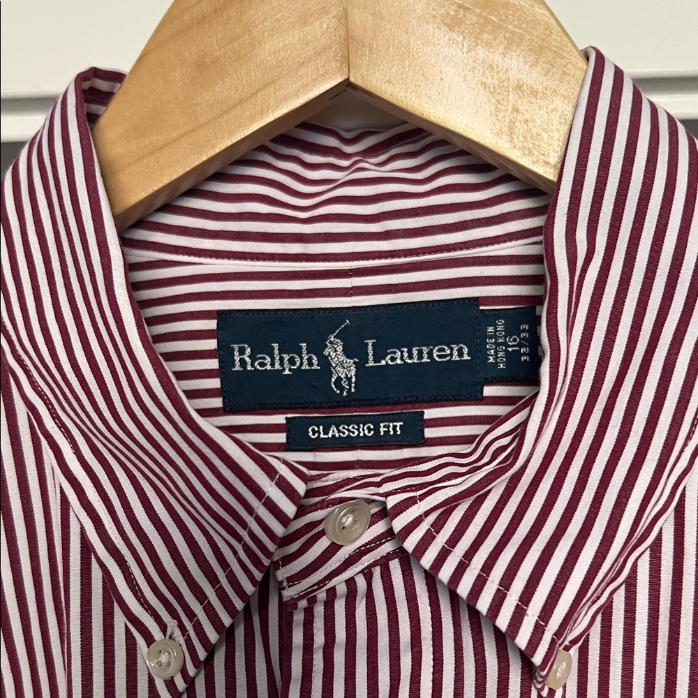 Ralph Lauren Blue Label Striped Long Sleeve Button Down Collar Size 16/32-33